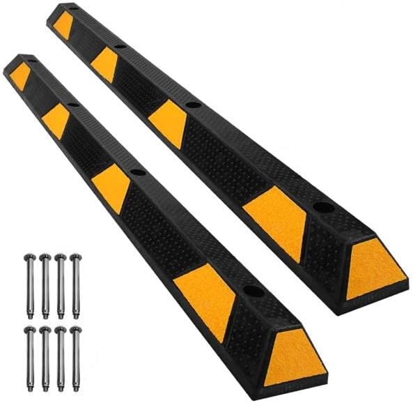 Heavy Duty Rubber Parking Curb Target High Reflective Yellow Safety Stripes by ScinoTec
