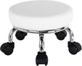 Modern Roller Seat PU Leather Low Round Rolling Stool 360 Swivel Small Stool by WKWKER