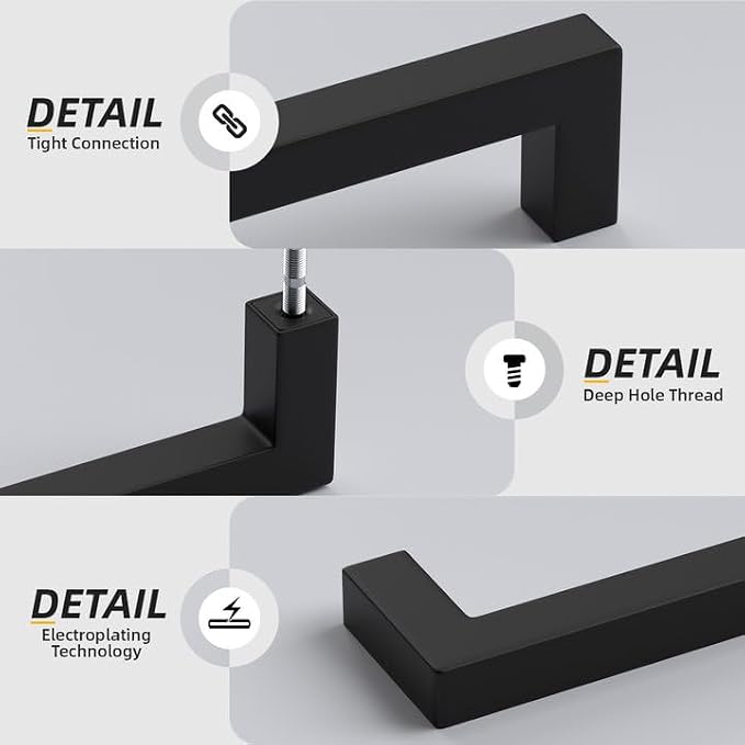 goldenwarm 10Pack 8INCH Matte Black Cabinet Pulls Kitchen Hardware, 204mm - Image 4