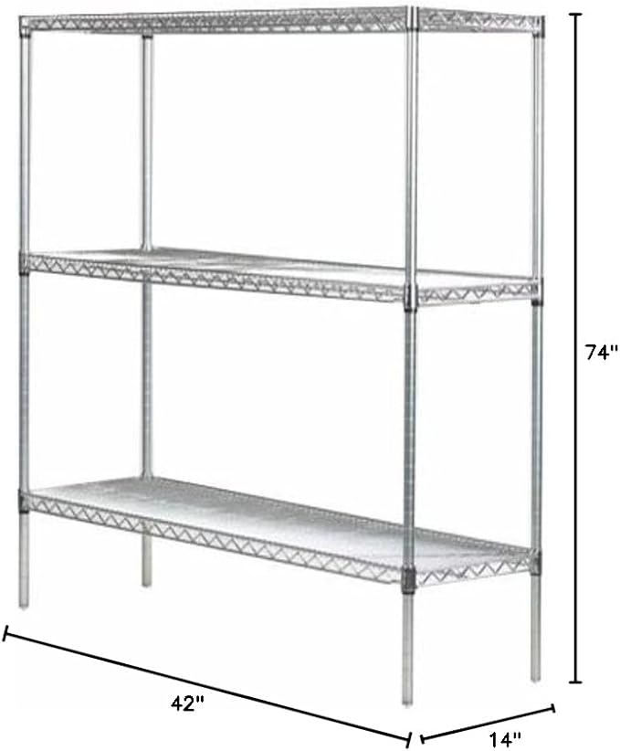Omega 14" Deep x 42" Wide x 74" High 3 Tier Gray Starter Shelving Unit - Image 3