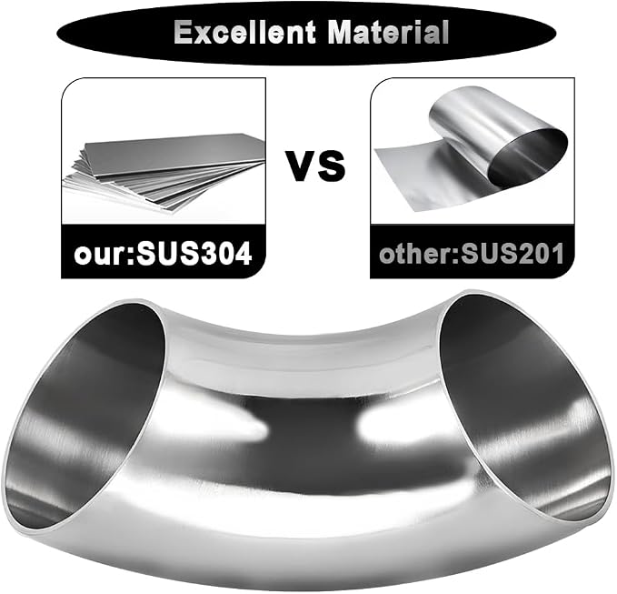 OD 1.5 Inch 90 Degree SS304 Stainless Steel Bend Tube Exhaust Elbow Pipe - Image 4