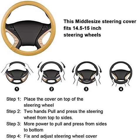 Haokay Heavy Duty Pure Cowhide Steering Wheel Cover SUV Car - Image 4