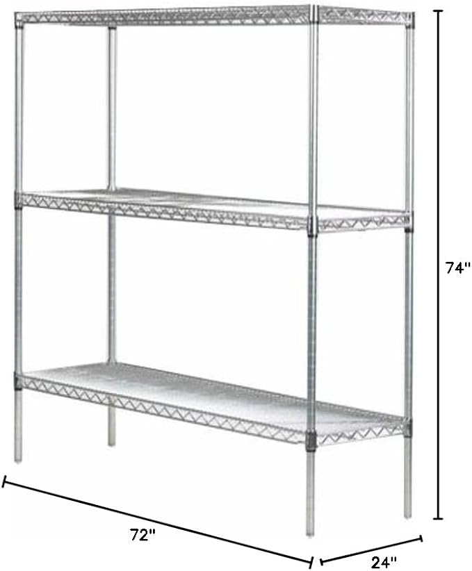 Omega 24" Deep x 72" Wide x 74" High 3 Tier Gray Starter Shelving Unit - Image 3