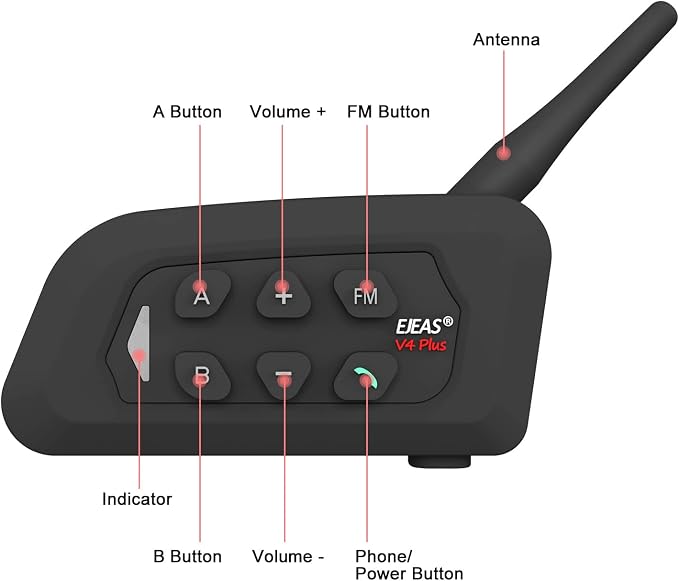 V4 Plus Motorcycle Bluetooth Helmet Intercom Headset, 4 Rides Group - Image 4