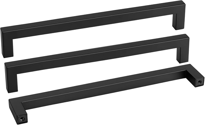 Goldenwarm 10 Pack Black Square Bar Cabinet Pull Drawer Handle Stainless Steel by goldenwarm
