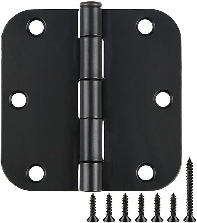 3 Pack Interior Matte Black Door Hinges Rounded 3.5 Inch x 3 1/2" Indoor Heavy by TDCHINGES