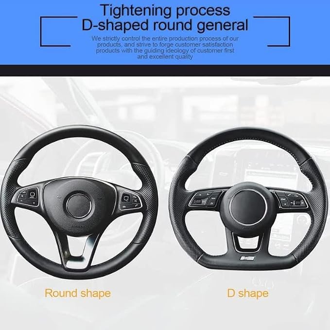 Cowhide Steering Wheel Cover Heat Resistant Anti-Slip Car Wheel Wrap Compatible - Image 8