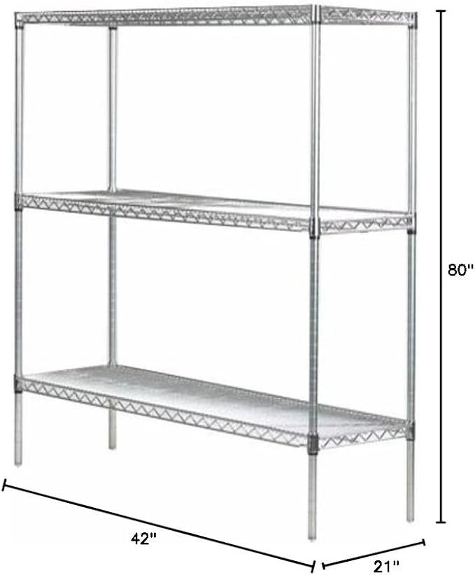 Omega 21" Deep x 42" Wide x 80" High 3 Tier Chrome Starter Shelving Unit - Image 2