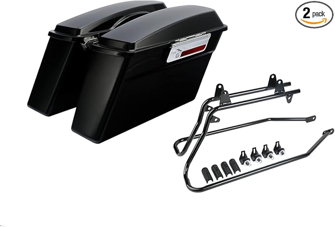 XFMT Matte Black Hard Saddlebags Saddle Bags Trunk W/Black Conversion Brackets by XFMT