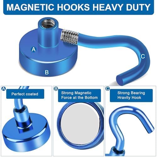 LOVIMAG Magnetic Hooks for Cruise Cabins, 80lbs Blue Magnetic Hooks for - Image 4