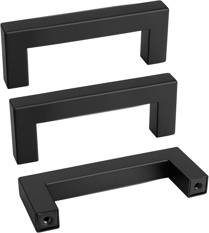goldenwarm 3 Inch 150 Pack Matte Black Flat Square Bar Kitchen Hardware Closet by goldenwarm