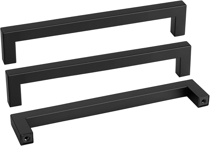 goldenwarm 100 Pack Black Square Bar Cabinet Pull Drawer Handle Stainless Steel by goldenwarm