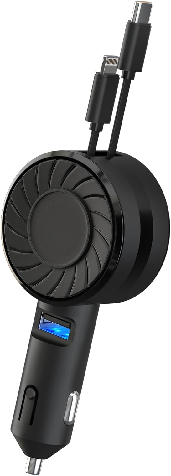 Retractable Car Charger, 3 in 1 Fast Charging Car Phone Charger 50W, Mini by FOVAL