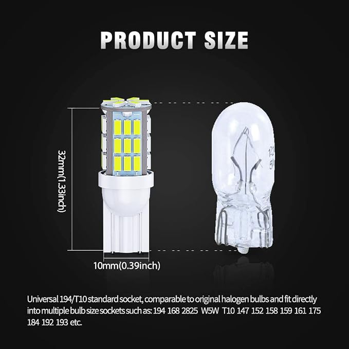 T10 921 194 168 LED Bulbs Cool White 20-Packs, Super Bright 3014 42-SMD LED - Image 3