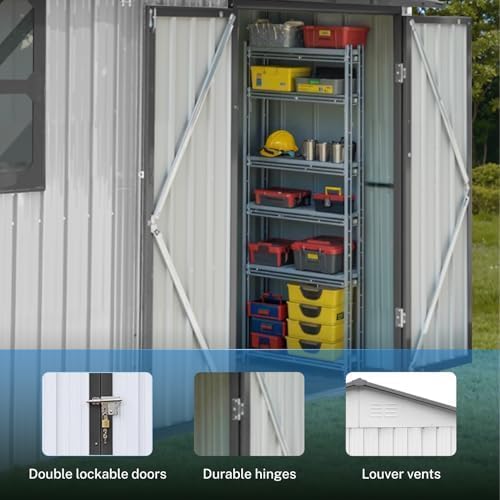 10 x 8 FT Outdoor Storage Shed, Metal Garden Tool Shed - Image 5