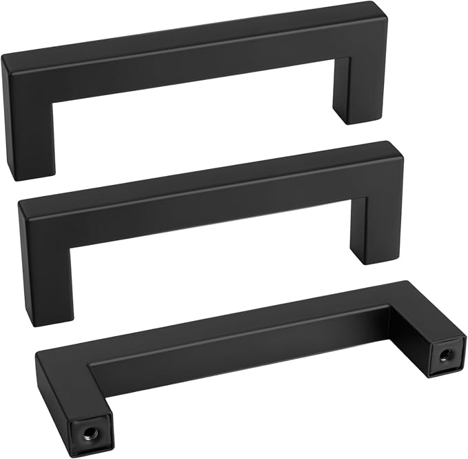 goldenwarm 10 Pack 3-3/4 inch Black Square Bar Cabinet Pull by goldenwarm