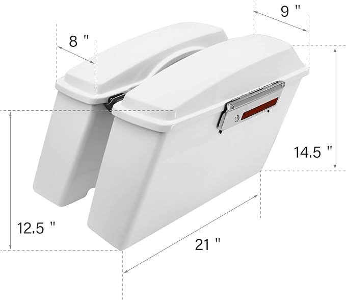 XFMT White Hard Saddlebags Saddle Bags Trunk W/Black Conversion Brackets - Image 4
