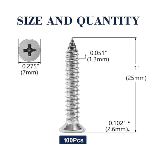 #6 x 1" Wood Screw 100Pcs 18-8 Stainless Steel Screws Flat Head Phillips Fast - Image 2