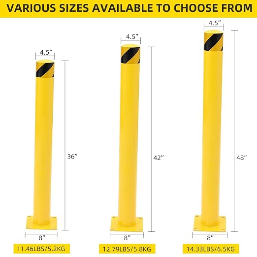 6Pcs Heavy Duty Safety Bollards, 4.5" Diameter Steel Pipe Bollard Post - Image 2