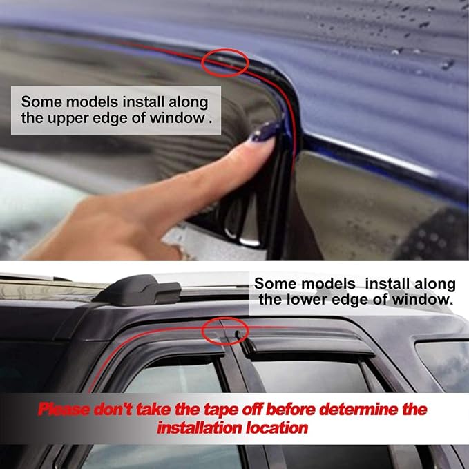 4pcs Outside Mount Style Window Rain Guards Durable Side Wind Deflectors Dark - Image 8