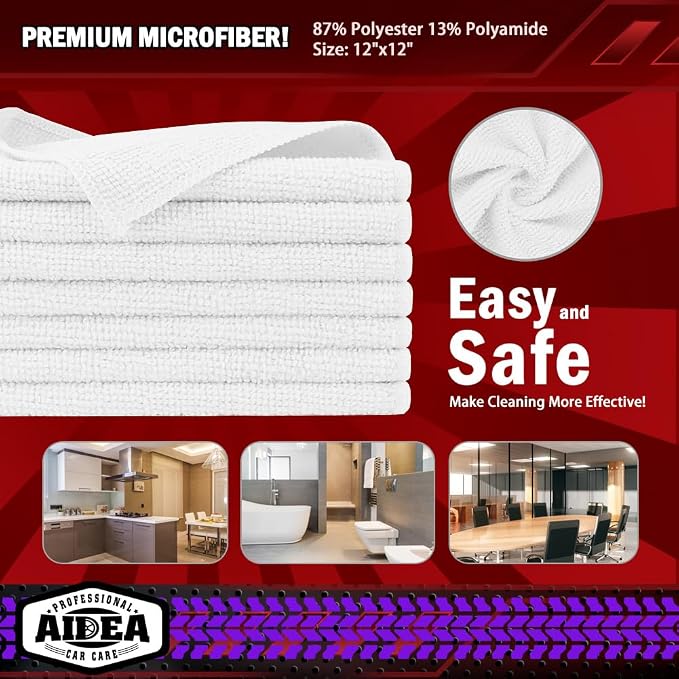 AIDEA Microfiber Cleaning Cloth White 20PK, Microfiber Towels - Image 6