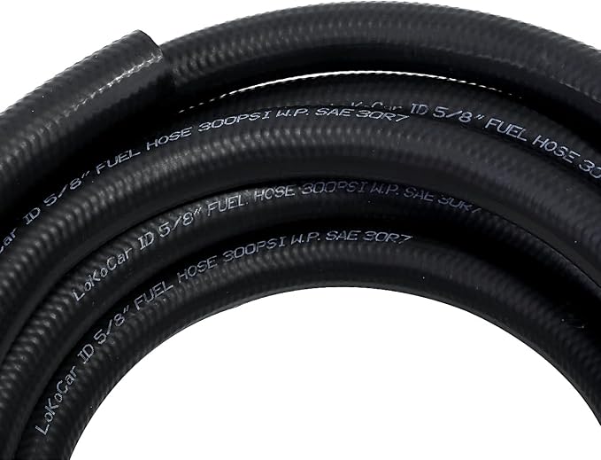 LokoCar Rubber Fuel Hose Line Push Lock 5/8" ID SAE 30R7 NBR 25ft 300PSI Black - Image 2