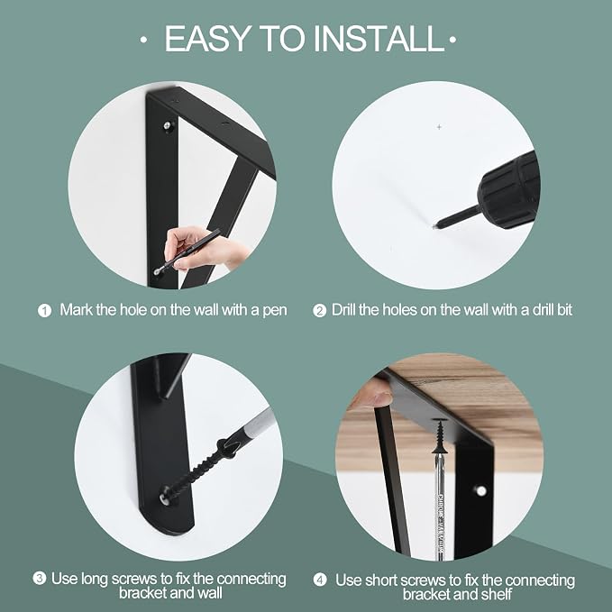 16 Pack L16 x H 10" Black Heavy Duty Shelf Brackets - Image 4