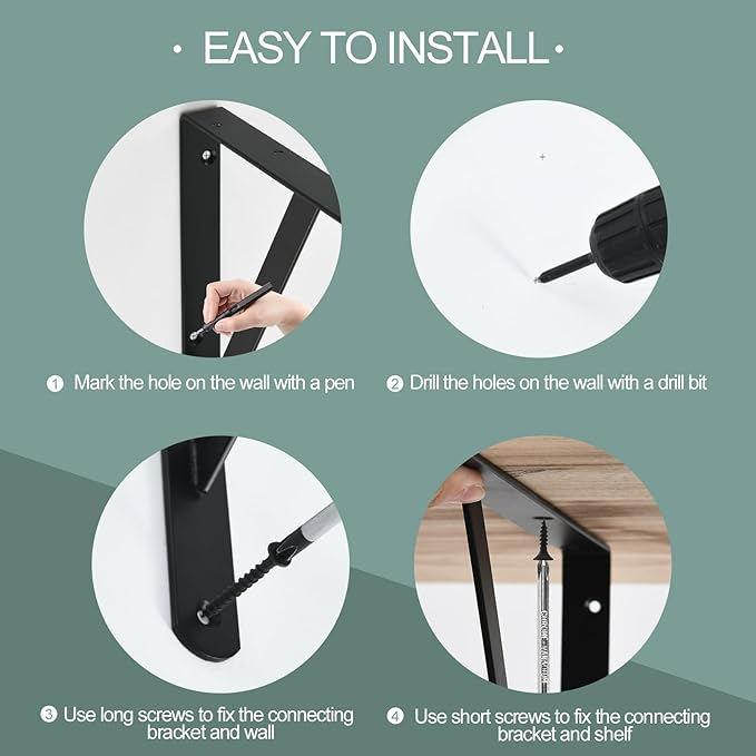 16 Pack L12 x H 8" Black Heavy Duty Shelf Brackets - Image 7