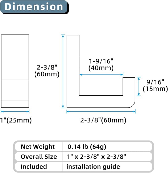Angle Simple Bathroom Towel Hooks, SUS 304 Stainless Steel Robe Coat Holder - Image 9