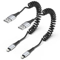 Coiled Lightning Cable, 2 Pack Retractable iPhone Charger Cord by PEAKLIFT