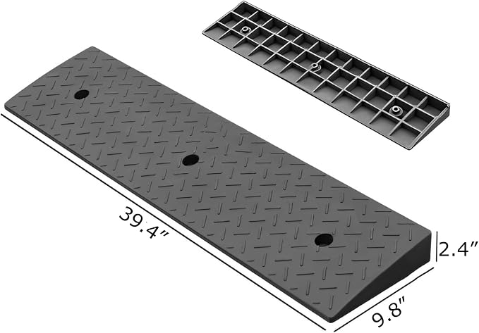 2 Pack 2.4'' Rise Rubber Curb Ramp Heavy Duty Loading Rubber Curb Ramps 3 Tons - Image 2