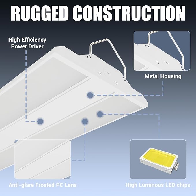 High Bay LED Shop Light 1.35FT 150W 22500LM 0-10V Dimmable 5000K Daylight - Image 5
