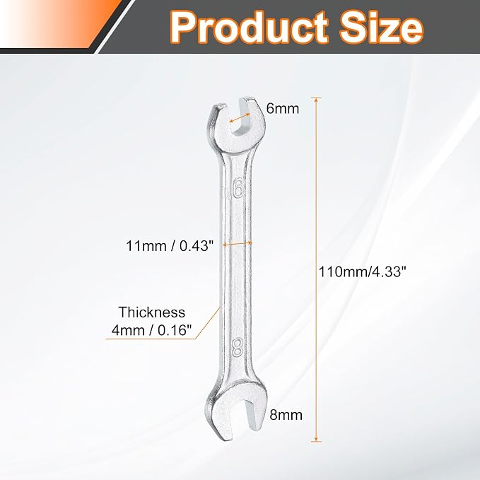 HARFINGTON 5pcs Double Open End Wrench 6mm x 8mm Metric 15 Degree Offset Angle - Image 2
