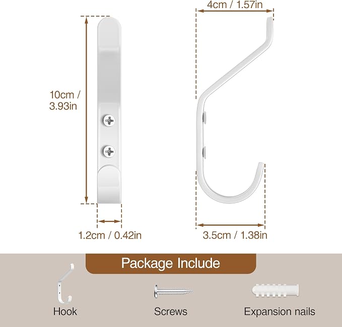 10-Pack Coat Hook for Hanging, Stainless Wall Hooks for Towel, Wall Mounted - Image 4
