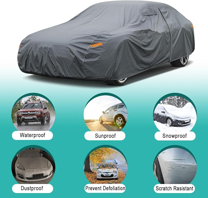 16 Layers Car Cover for Coupe Sports Sedan Waterproof All Weather, Universal - Image 4
