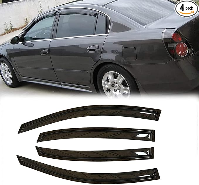 4pcs Out-Channel Tape On Side Wind Deflector, Dark Smoke Sun Rain Guards by Deebior