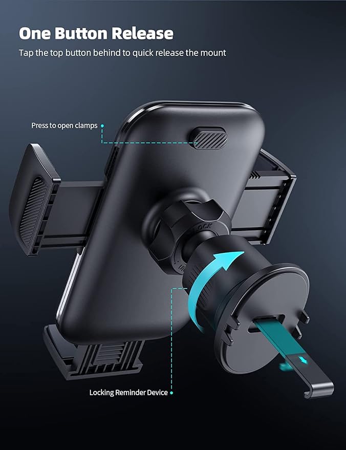 Lamicall 2025 Wider Clamp & Metal Hook Car Phone Holder Vent Phone Holders - Image 7