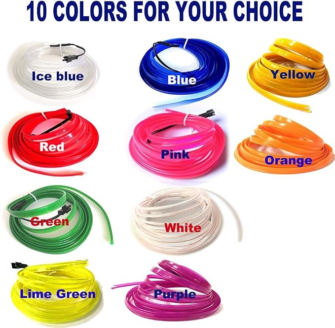 El Wire Pink Interior Car LED Strip Lights, 5M Neon Wire USB 5V - Image 6