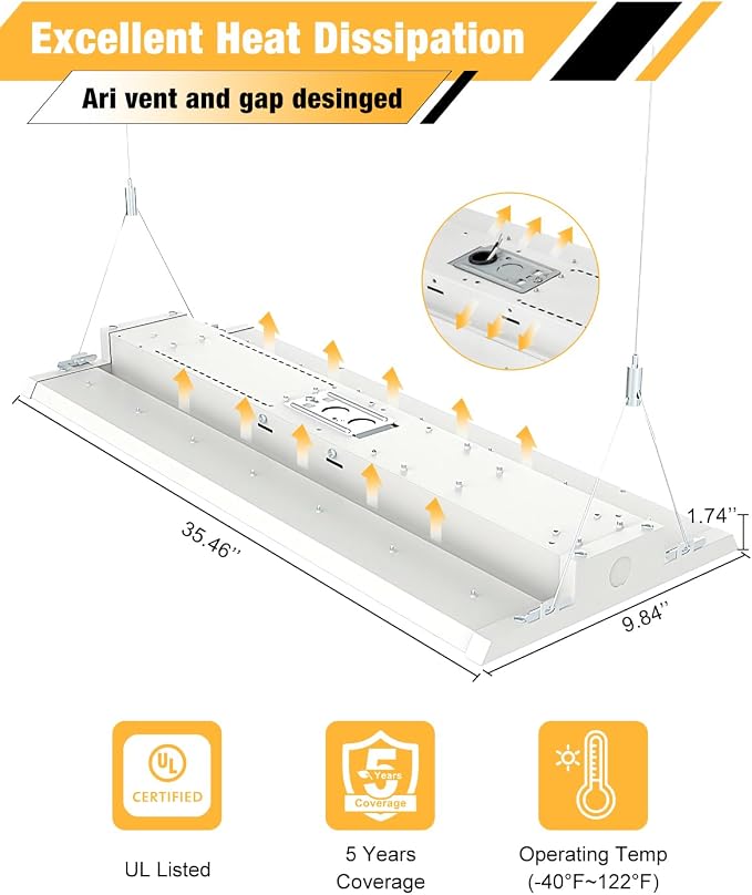 300W LED Linear High Bay Light, 45000LM Linear High Bay Shop Light Commercial - Image 5