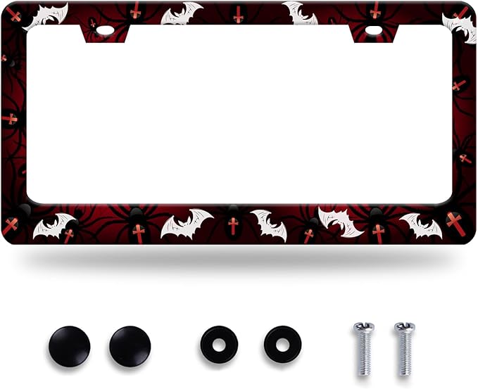 Bats License Plate Frame Spiders Web License Plate Holder Gothic Funny Car by GORSNKYE