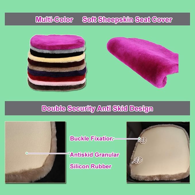 Fluffy Genuine Australia Sheepskin Car Seat Cover - Image 7