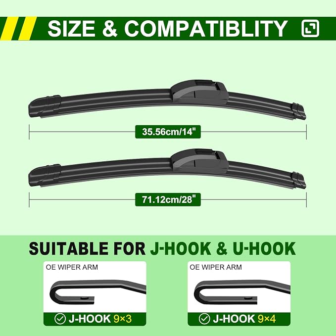 OEM Quality 28in + 14in Premium All-Season Windshield Wiper Blades - Image 2