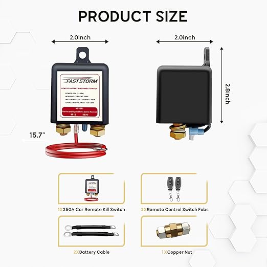 Side Post Remote Battery Disconnect Switch 12V, 250A Negative Battery Cut Off - Image 6