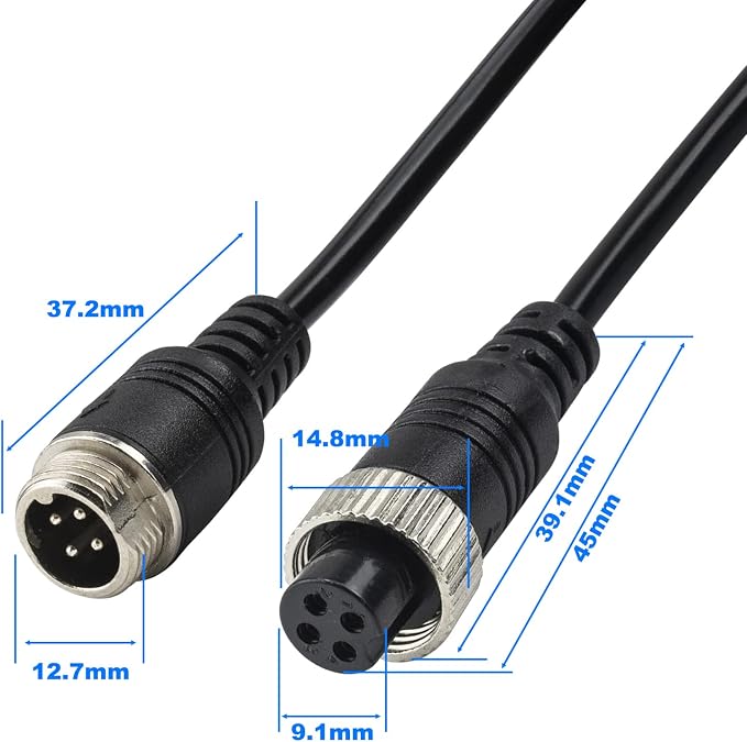 4 Pin Camera Cable with Corrugation Tube Cover, Car 4Pin Aviation Video - Image 7