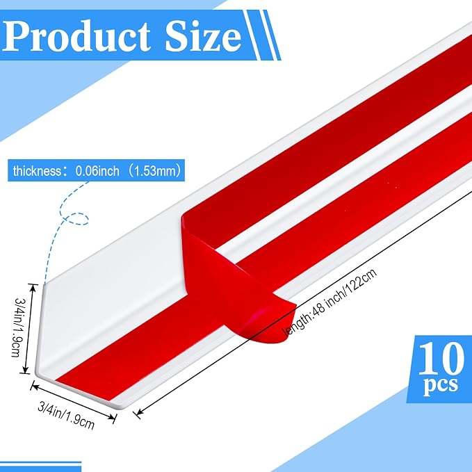 Sasylvia 10 Pcs Wall Corner Protector Guards, 3/4 x 48 Inches Self Adhesive - Image 2