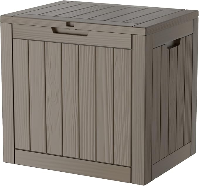 35 Gallon Lockable Resin Deck Box, Waterproof & UV-Resistant Outdoor Storage Box by Home