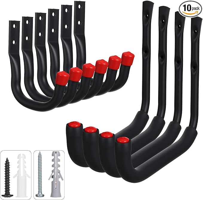 10 Pack Heavy Duty Garage Hooks, 9.8" & 3.5" Kayak Storage Hook, 100LB Capacity by Unknown
