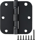 6 Pack No Squeak Matte Black Door Hinges 3.5 Inch 5/8"Radius Round Ball Bearing by TDCHINGES