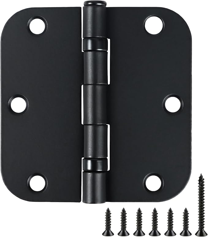 30 Pack Ball Bearing Matte Black Door Hinges 3.5 Inch 5/8" Radius Round Squeak by TDCHINGES