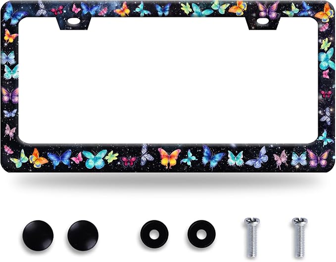 Beautiful Butterfly License Plate Frame Watercolor License Plate Stainless by GORSNKYE